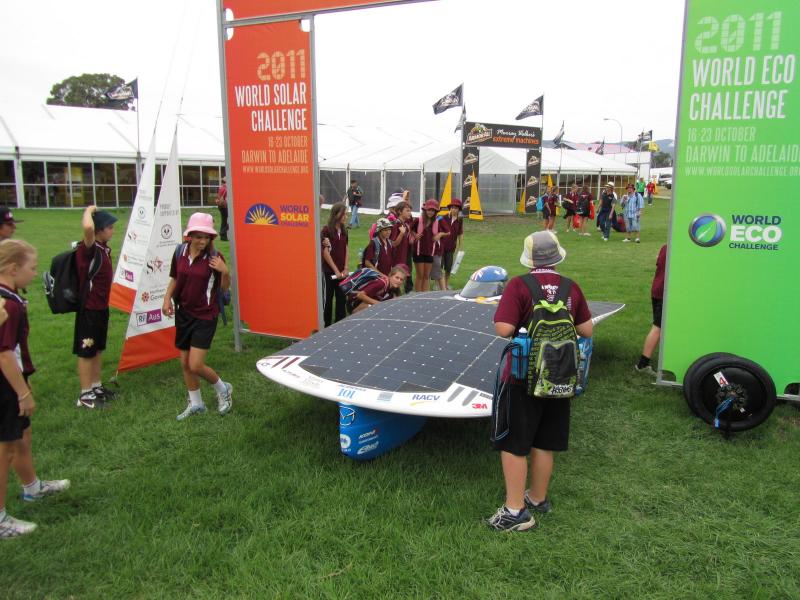 Local Students Admiring the Solar Car